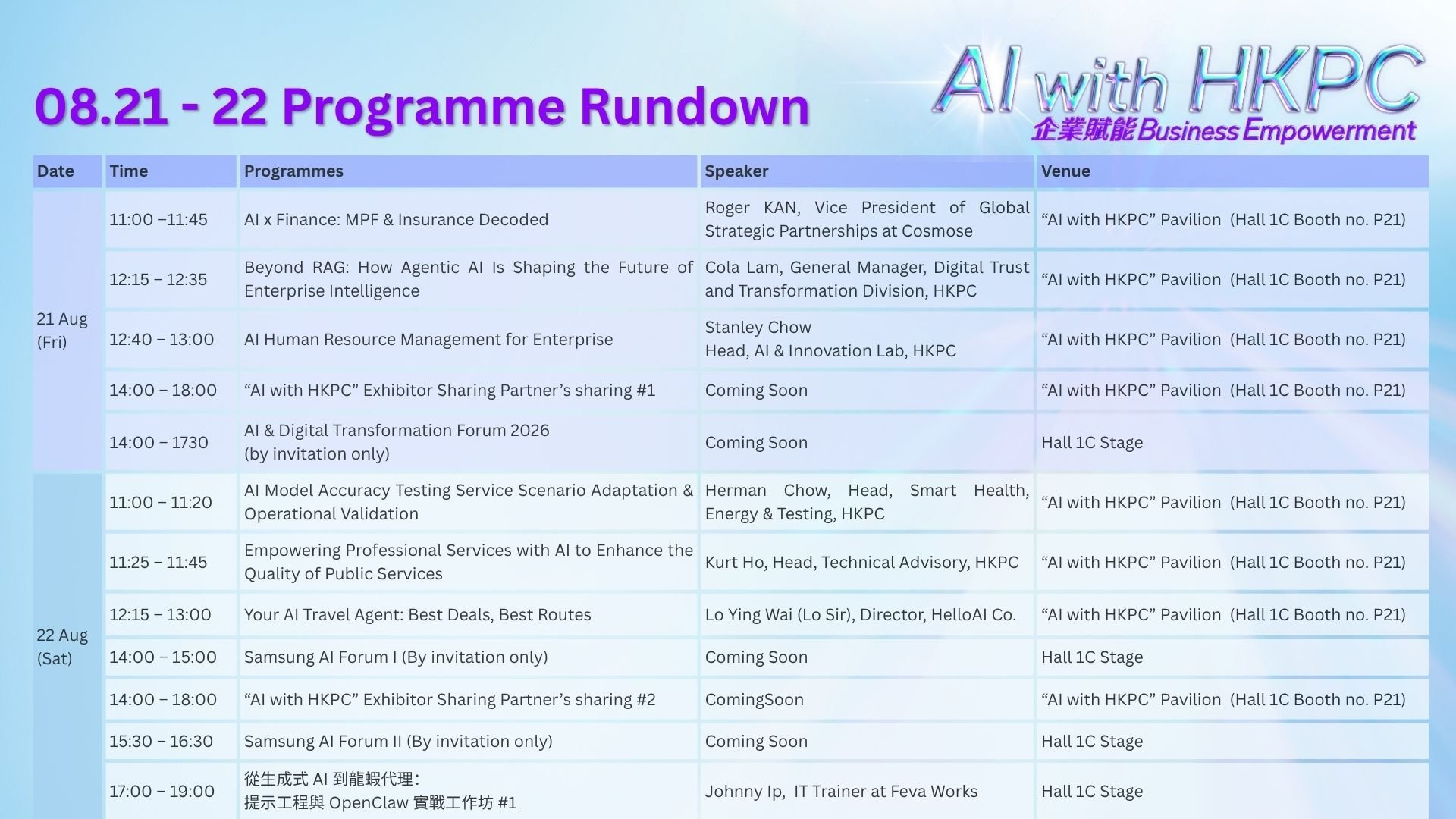 English programme rundown_21-22 August